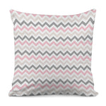 Pink White And Grey Chevron Print Pillow Cover