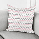 Pink White And Grey Chevron Print Pillow Cover