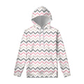 Pink White And Grey Chevron Print Pullover Hoodie