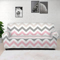 Pink White And Grey Chevron Print Sofa Cover