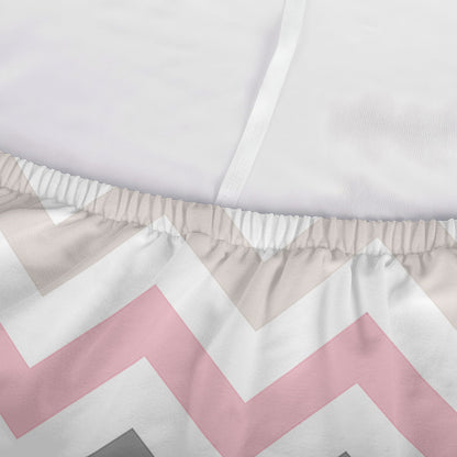 Pink White And Grey Chevron Print Sofa Cover