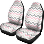 Pink White And Grey Chevron Print Universal Fit Car Seat Covers