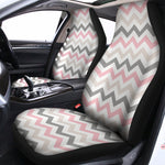 Pink White And Grey Chevron Print Universal Fit Car Seat Covers