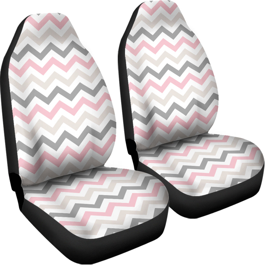 Pink White And Grey Chevron Print Universal Fit Car Seat Covers