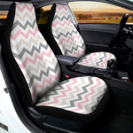 Pink White And Grey Chevron Print Universal Fit Car Seat Covers