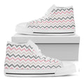 Pink White And Grey Chevron Print White High Top Sneakers