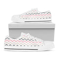 Pink White And Grey Chevron Print White Low Top Sneakers