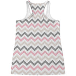 Pink White And Grey Chevron Print Women's Racerback Tank Top