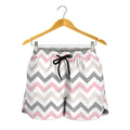 Pink White And Grey Chevron Print Women's Shorts