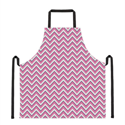 Pink White And Navy Chevron Print Apron