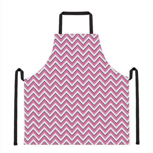 Pink White And Navy Chevron Print Apron