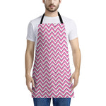 Pink White And Navy Chevron Print Apron