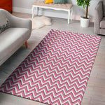 Pink White And Navy Chevron Print Area Rug