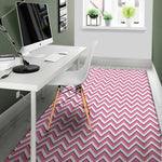 Pink White And Navy Chevron Print Area Rug
