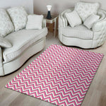 Pink White And Navy Chevron Print Area Rug