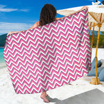 Pink White And Navy Chevron Print Beach Sarong Wrap