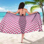 Pink White And Navy Chevron Print Beach Sarong Wrap