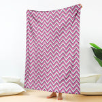 Pink White And Navy Chevron Print Blanket