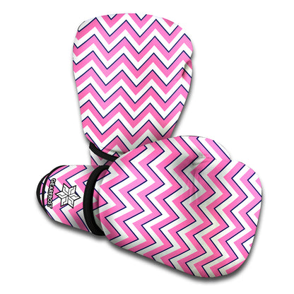 Pink White And Navy Chevron Print Boxing Gloves