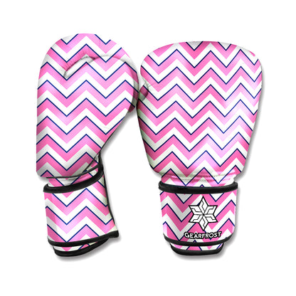 Pink White And Navy Chevron Print Boxing Gloves