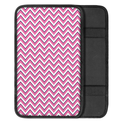 Pink White And Navy Chevron Print Car Center Console Cover