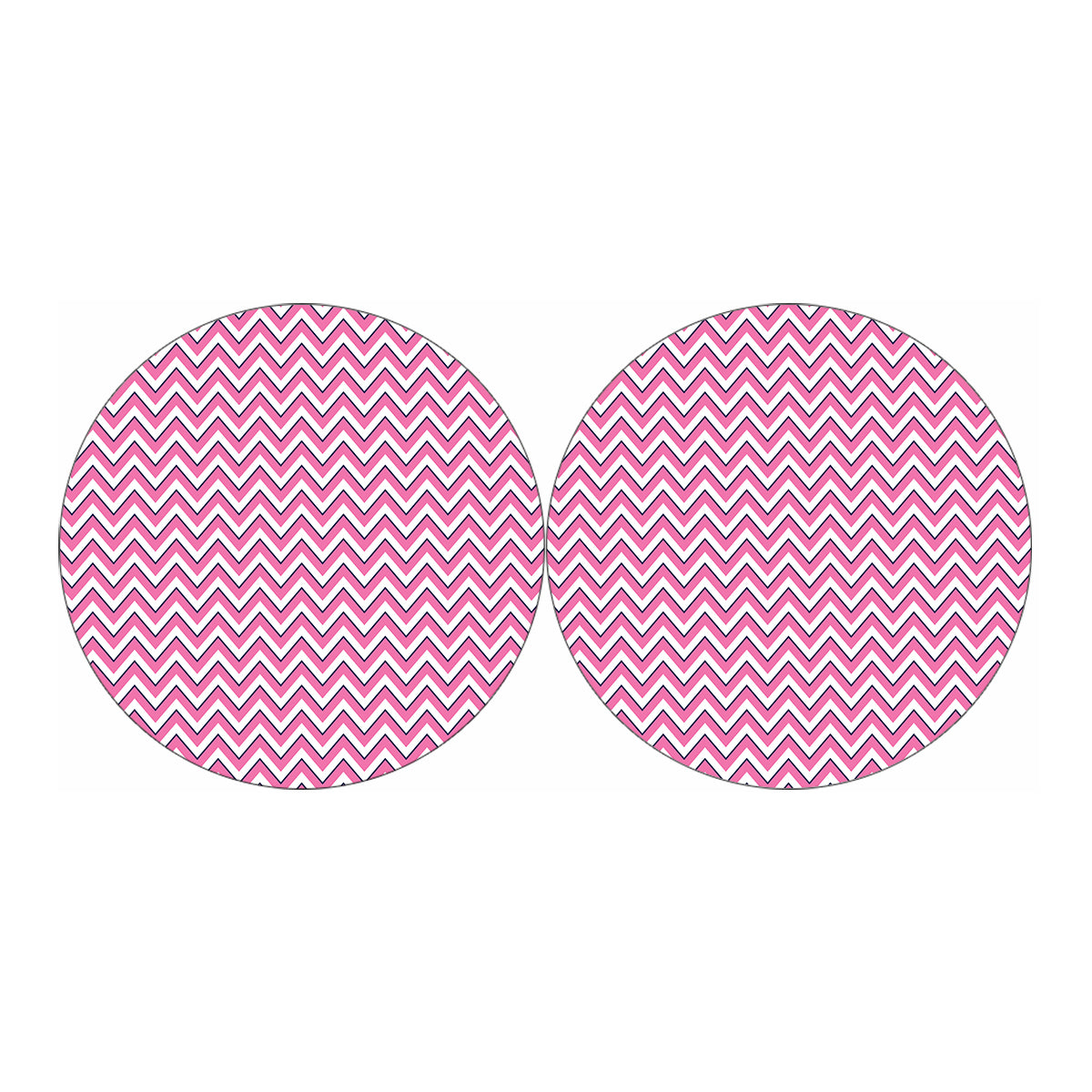 Pink White And Navy Chevron Print Car Coasters