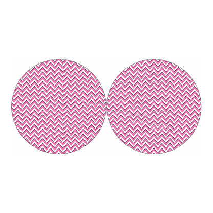 Pink White And Navy Chevron Print Car Coasters