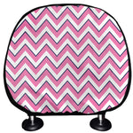 Pink White And Navy Chevron Print Car Headrest Covers
