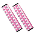 Pink White And Navy Chevron Print Car Seat Belt Covers