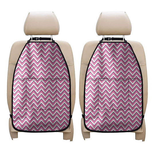 Pink White And Navy Chevron Print Car Seat Organizers