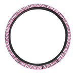 Pink White And Navy Chevron Print Car Steering Wheel Cover