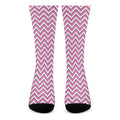 Pink White And Navy Chevron Print Crew Socks