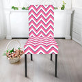 Pink White And Navy Chevron Print Dining Chair Slipcover