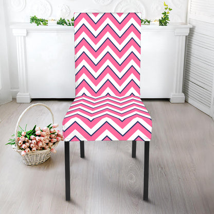 Pink White And Navy Chevron Print Dining Chair Slipcover