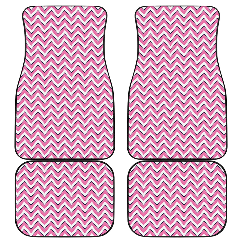 Pink White And Navy Chevron Print Front and Back Car Floor Mats
