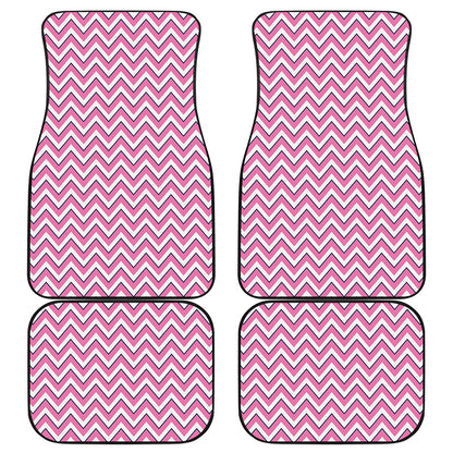 Pink White And Navy Chevron Print Front and Back Car Floor Mats