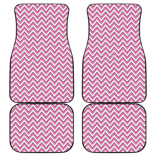 Pink White And Navy Chevron Print Front and Back Car Floor Mats