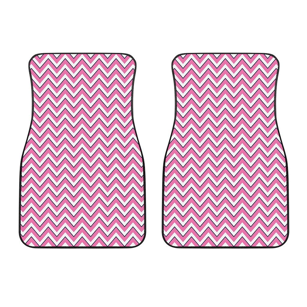Pink White And Navy Chevron Print Front Car Floor Mats