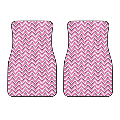 Pink White And Navy Chevron Print Front Car Floor Mats