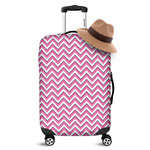 Pink White And Navy Chevron Print Luggage Cover