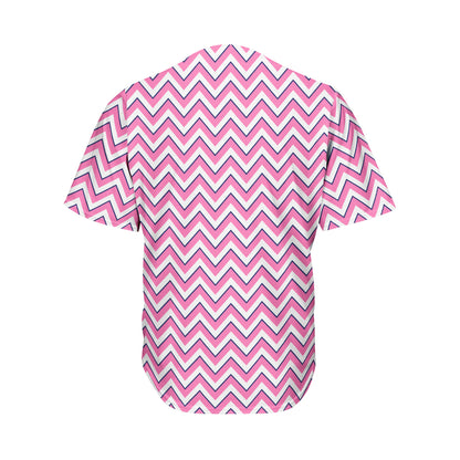 Pink White And Navy Chevron Print Men's Baseball Jersey