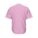 Pink White And Navy Chevron Print Men's Baseball Jersey
