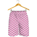 Pink White And Navy Chevron Print Men's Shorts