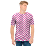 Pink White And Navy Chevron Print Men's T-Shirt