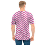 Pink White And Navy Chevron Print Men's T-Shirt