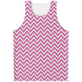 Pink White And Navy Chevron Print Men's Tank Top