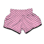Pink White And Navy Chevron Print Muay Thai Boxing Shorts