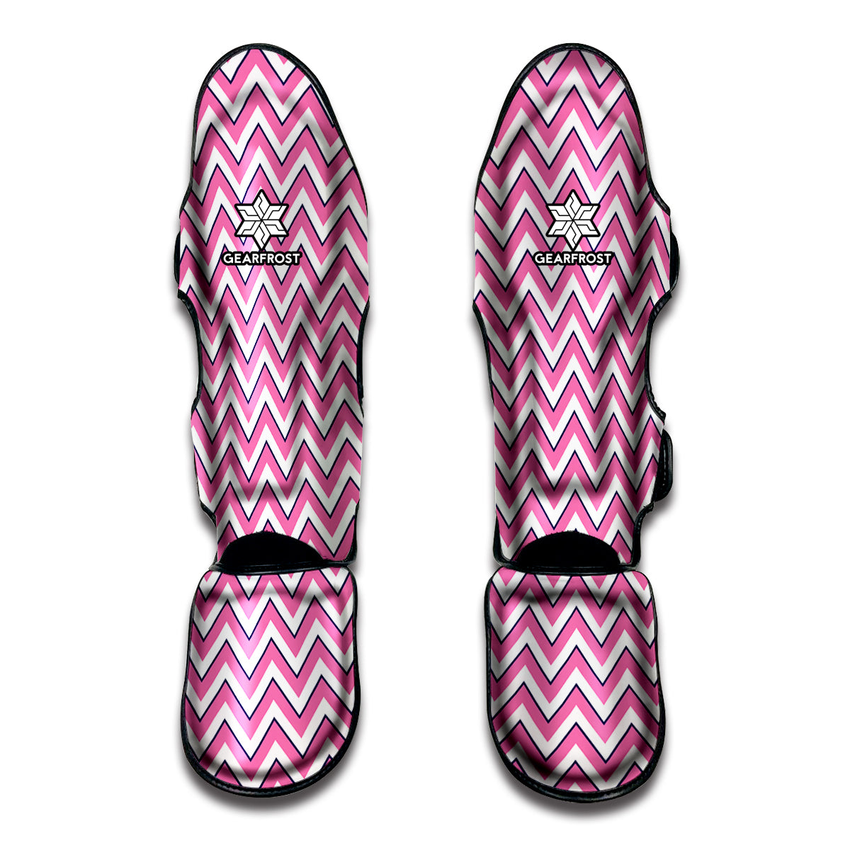 Pink White And Navy Chevron Print Muay Thai Shin Guard