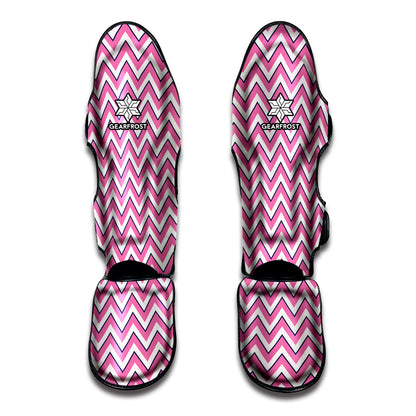 Pink White And Navy Chevron Print Muay Thai Shin Guard