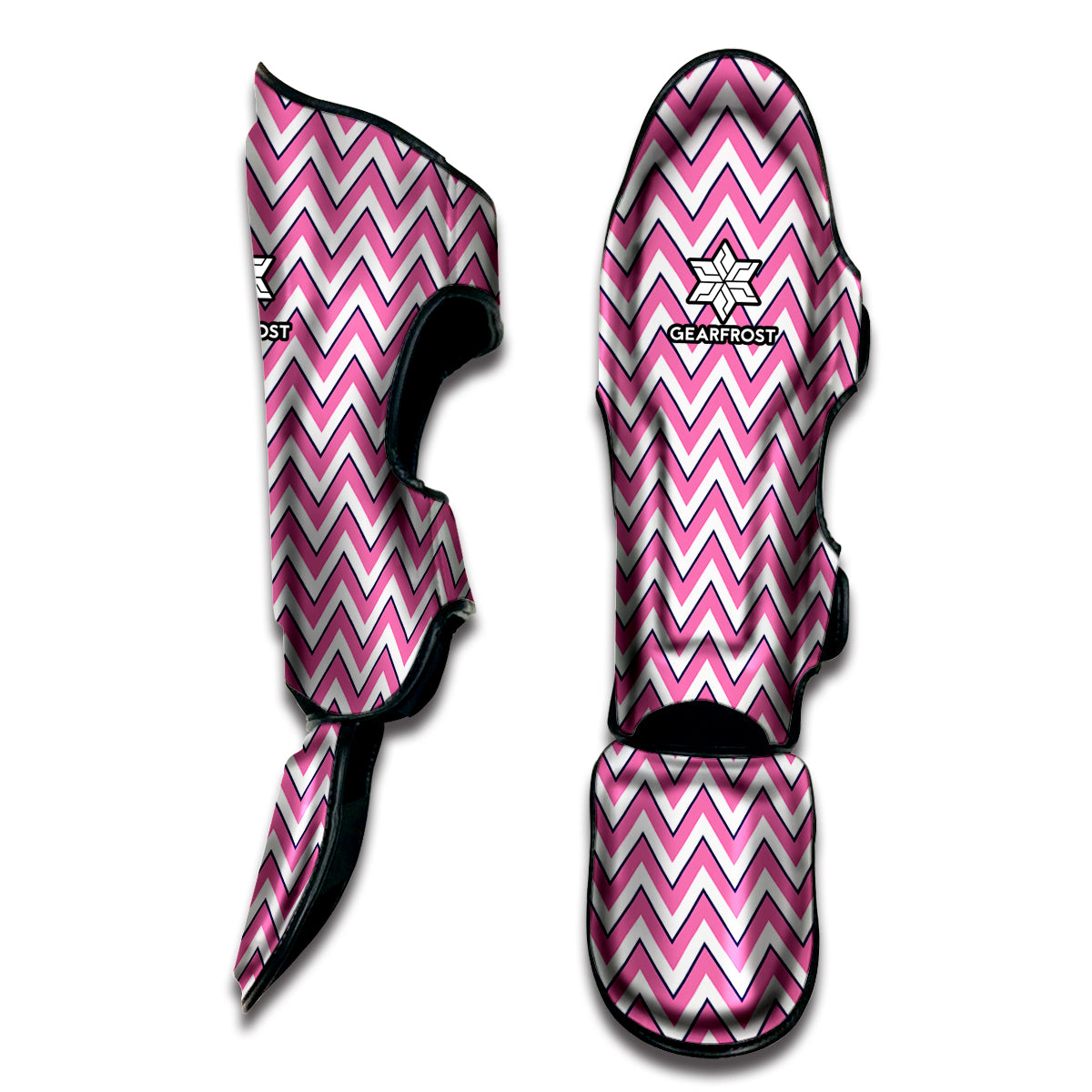 Pink White And Navy Chevron Print Muay Thai Shin Guard